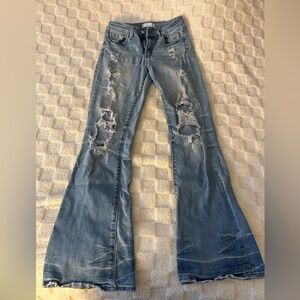 VERVET BY FLYING MONKEY Light Blue Distressed Flare Jeans